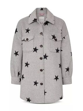 Avec Les Filles Grey Star-Print coat/ shirt dreas sz S